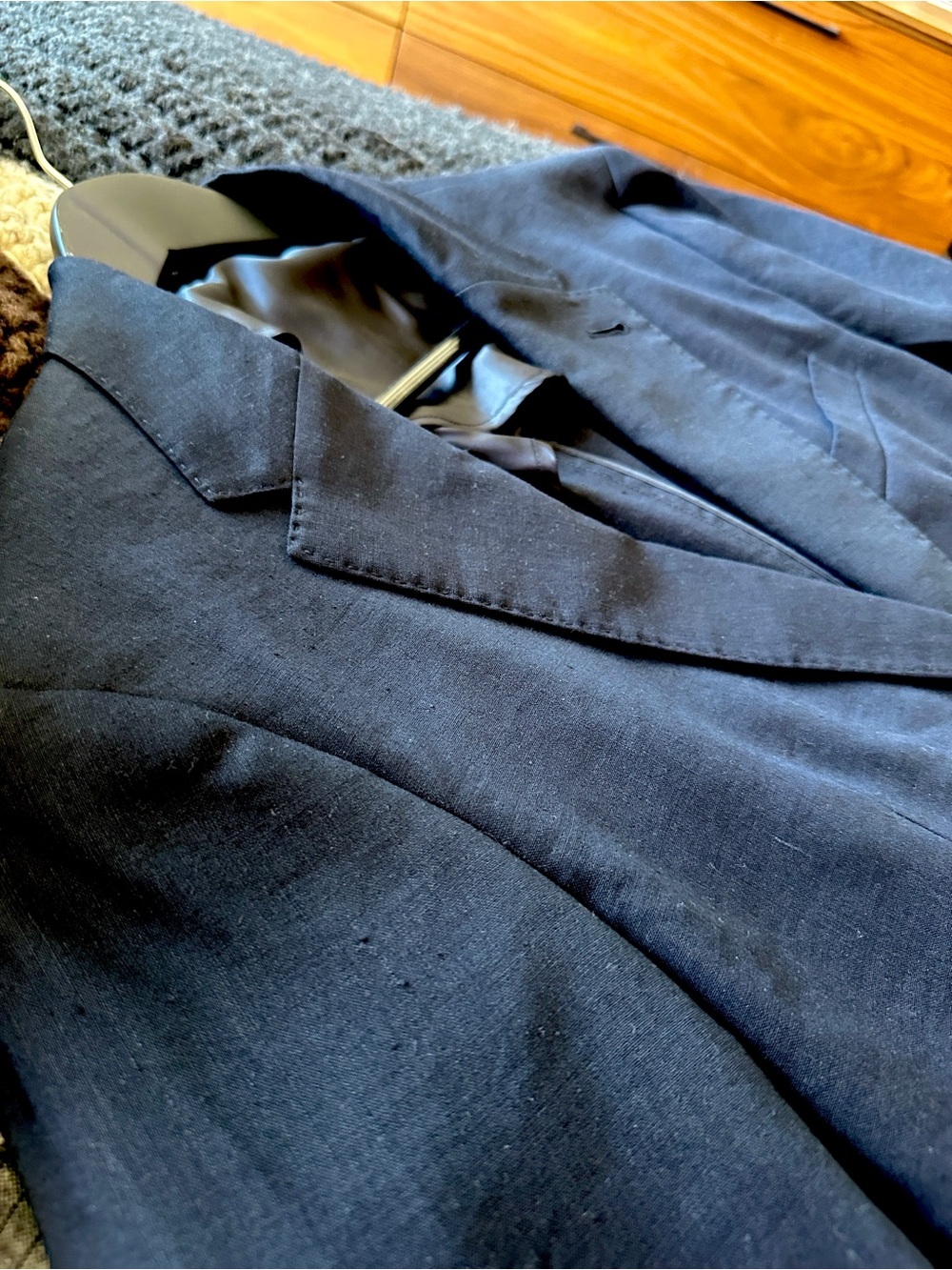 Classic Navy Stretch Linen Blazer Jacket